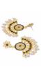 Crunchy Fashion Gold-Plated Imitattion Pearl & Black Kundan Earring With Maang Tika RAE1982