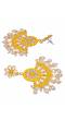 Crunchy Fashion Gold-Plated Imitattion Pearl & Yellow Kundan Earring With Maang Tika RAE1983