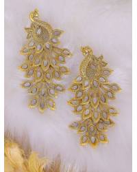 Buy Online Royal Bling Earring Jewelry Gold-plated Green Floral Kundan Earrings RAE1371 Jewellery RAE1371