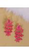 Oxidized Gold-Plated Traditional Pink Peacock Dangler Design Earrings RAE1993