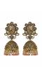 Crunchy Fashion Gold-Plated Black Stone & Pearl Jhumka Jhumki Earrings RAE2000