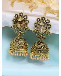 Buy Online Royal Bling Earring Jewelry Oxidized German Silver Pink Jhumka Earrings RAE0593 Jewellery RAE0593