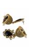 Crunchy Fashion Gold-Plated Brown Stone & Pearl Jhumka Jhumki Earrings RAE2001