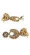 Crunchy Fashion Gold-Plated  Round Floral Chandelier Jhumka Earrings RAE2002