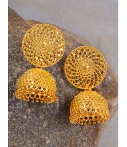 Crunchy Fashion Gold-Plated Round Enameled Jhumki Earrings RAE2006