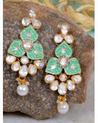 Buy Online Crunchy Fashion Earring Jewelry Green Stone Antique Gold Adjustable Rings for Women & Jewellery CFR0551