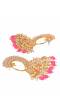 Crunchy Fashion Gold-plated Long Peacock Pink Pearl Enamel Dangler Earrings RAE2012