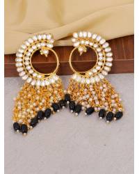 Buy Online Royal Bling Earring Jewelry Gold-Plated Kundan Dangler Black Color ChandBali Jhumka Earrings RAE1462 Jewellery RAE1462
