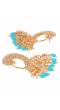 Crunchy Fashion Gold-plated Long Peacock Sky Blue Pearl Enamel Dangler Earrings RAE2015