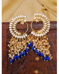 Buy Online Crunchy Fashion Earring Jewelry Indian Traditional Red Meenakari Enamel Kundan Pearl White Lotus Chandbali Earrings & Maang Tika Set RAE1052 Jewellery RAE1052