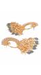 Crunchy Fashion Gold-plated Long Peacock Royal Grey Pearl Enamel Dangler Earrings RAE2017