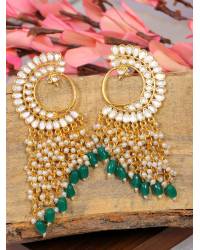 Buy Online Royal Bling Earring Jewelry Crunchy Fashion Ethnic Gold Plated Peach Beads & Pearl Large Bali Hoop Jhumka/Jhumka Earrings RAE1961 Jewellery RAE1961