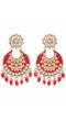 Crunchy Fashion Gold-Plated Red Meenakari kundan Work Layered Chandbali Earrings RAE2020