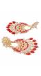 Crunchy Fashion Gold-Plated Red Meenakari kundan Work Layered Chandbali Earrings RAE2020