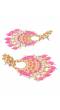 Crunchy Fashion Gold-Plated Pink Meenakari kundan Work Layered Chandbali Earrings RAE2021