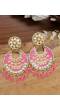 Crunchy Fashion Gold-Plated Pink Meenakari kundan Work Layered Chandbali Earrings RAE2021