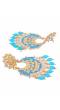 Crunchy Fashion Gold-Plated Sky Blue Meenakari kundan Work Layered Chandbali Earrings RAE2024