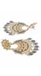 Crunchy Fashion Gold-Plated Grey Meenakari kundan Work Layered Chandbali Earrings RAE2025