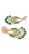 Crunchy Fashion Gold-Plated Green Meenakari kundan Work Layered Chandbali Earrings RAE2027