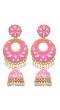 Crunchy Fashion Gold-Plated Meenakari Pink Floral  Dangler Jhumki Earrings RAE2031