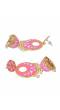 Crunchy Fashion Gold-Plated Meenakari Pink Floral  Dangler Jhumki Earrings RAE2031