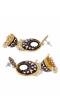 Crunchy Fashion Gold-Plated Meenakari Black Floral  Dangler Jhumki Earrings RAE2032