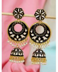 Buy Online Crunchy Fashion Earring Jewelry Oxidized German Silver Pink Kundan Jhumka Jhumki Earrings Jhumki RAE0517