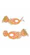 Crunchy Fashion Gold-Plated Meenakari Orange Floral  Dangler Jhumki Earrings RAE2033