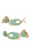 Crunchy Fashion Gold-Plated Meenakari Light Green Floral  Dangler Jhumki Earrings RAE2034