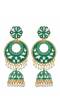 Crunchy Fashion Gold-Plated Meenakari Green Floral  Dangler Jhumki Earrings RAE2038