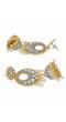 Crunchy Fashion Gold-Plated Meenakari Grey Floral  Dangler Jhumki Earrings RAE2039