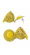 Crunchy Fashion Round Shape Yellow Velvet Gold-plated Enamel Jhumka Earring RAE2043
