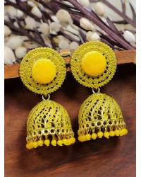 Buy Online Royal Bling Earring Jewelry Gold-Plated Crystal and Pearl Yellow Jhumka Earrings For Women/Girl's  Jewellery RAE1211