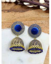 Buy Online Royal Bling Earring Jewelry Crunchy Fashion Afghani Oxidized Silver Pink Stone Jhumki Earring RAE2211 Jhumki RAE2211