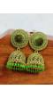 Crunchy Fashion Round Shape Green Velvet Gold-plated Enamel Jhumka Earring RAE2047