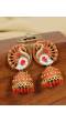 Crunchy Fashion Gold-Plated Red Antique Peacock Jhumki Earrings RAE2050