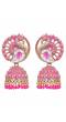 Crunchy Fashion Gold-Plated Pink Antique Peacock Jhumki Earrings RAE2051