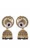 Crunchy Fashion Gold-Plated Black Antique Peacock Jhumki Earrings RAE2053