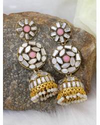 Buy Online Royal Bling Earring Jewelry Meenakari Gold Plated Kundan Green Jhumka Earrings With Pearls RAE1022 Jewellery RAE1022
