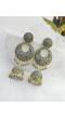 Grey Meenakari Partywear Pearl Jhumka Earrings for Women & Girls