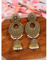 Buy Online Crunchy Fashion Earring Jewelry Traditional Gold plated Green Kundan Earring With Pearls RAE0943 Jewellery RAE0943