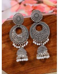 Buy Online Royal Bling Earring Jewelry Gold-Plated Red Meenakari Hoops Earrings With-White Pearls RAE1346 Jewellery RAE1346