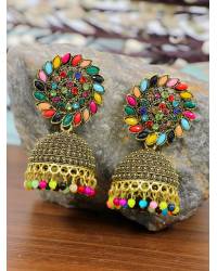Buy Online Royal Bling Earring Jewelry Gold-plated Royal Red  Jhumka Earrings RAE1505 Jewellery RAE1505