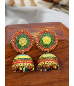 Ethnic Gold-Plated Multicolor Handpainted Jhumka Jhumki Earring RAE2077