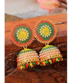 Crunchy Fashion Multicolor Gujarati Style Bollywood Jhumka Earrings RAE2080