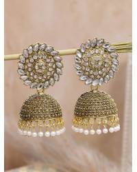 Buy Online Crunchy Fashion Earring Jewelry Gold Plated Pink Pearl Layered Jhumka Earring Jhumki RAE1677