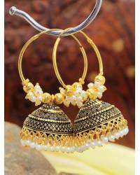 Buy Online Royal Bling Earring Jewelry Crunchy Fashion Gold-Plated Multicolor Pearls  Jhalar Bali Hoop Earrings  RAE1900 Jewellery RAE1900
