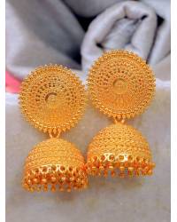 Buy Online Crunchy Fashion Earring Jewelry Ethnic Gold-Plated Lotus Style Red Jhumka Earrings With White Pearls RAE1159 Jewellery RAE1159