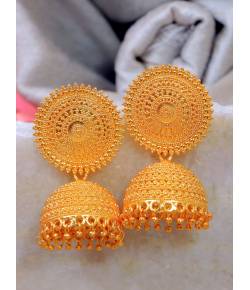 Crunchy Fashion Gold-Plated Enameled Jhumki Earrings RAE2088 