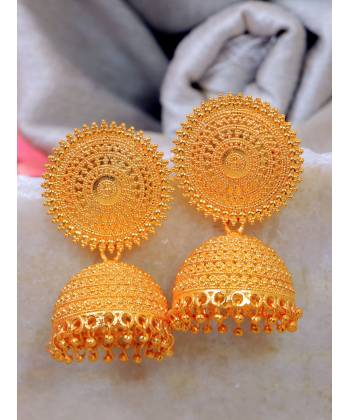 Crunchy Fashion Gold-Plated Enameled Jhumki Earrings RAE2088 